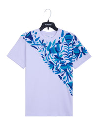 MAIA Blanca / Bordado Cruzado Tonos Azules