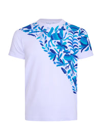 MAIA Blanca / Bordado Cruzado Tonos Azules