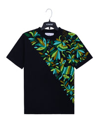 MAIA Negra / Bordado Cruzado Tonos Verdes