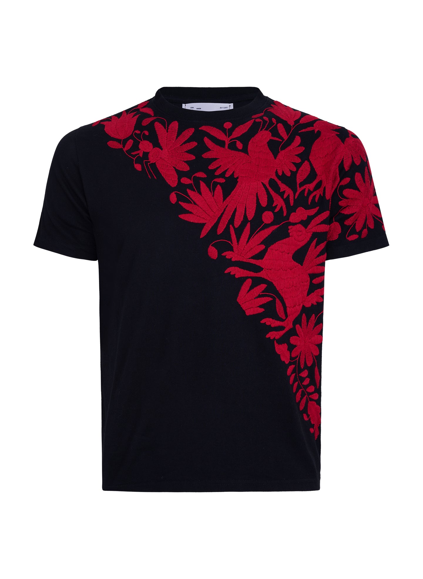 MAIA Negra / Bordado Cruzado Rojo