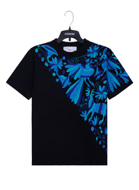 MAIA Negra / Bordado Cruzado en Tonos Azules