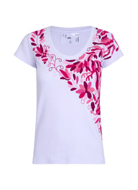 MAIA para Dama / Bordado Cruzado en Tonos Rosas