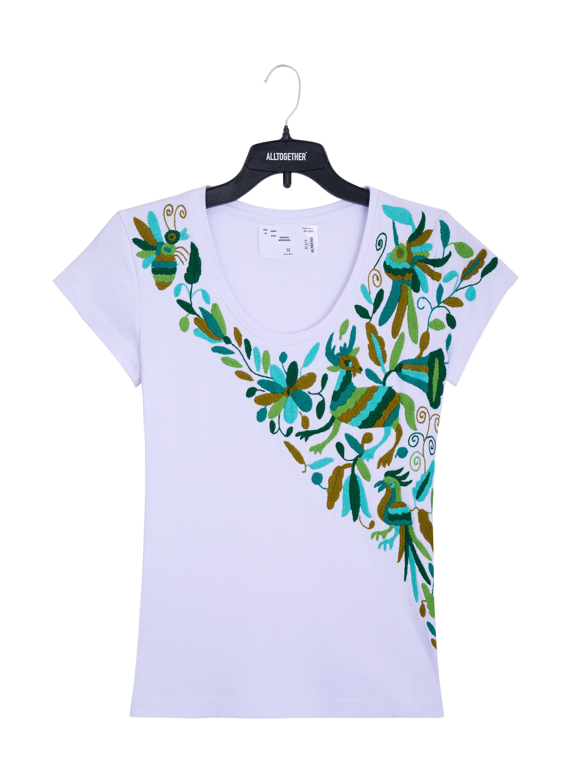 MAIA para Dama / Bordado Cruzado en Tonos Verdes