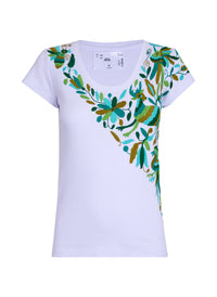 MAIA para Dama / Bordado Cruzado en Tonos Verdes