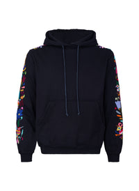 Hoodie Negra Bordado Multicolor