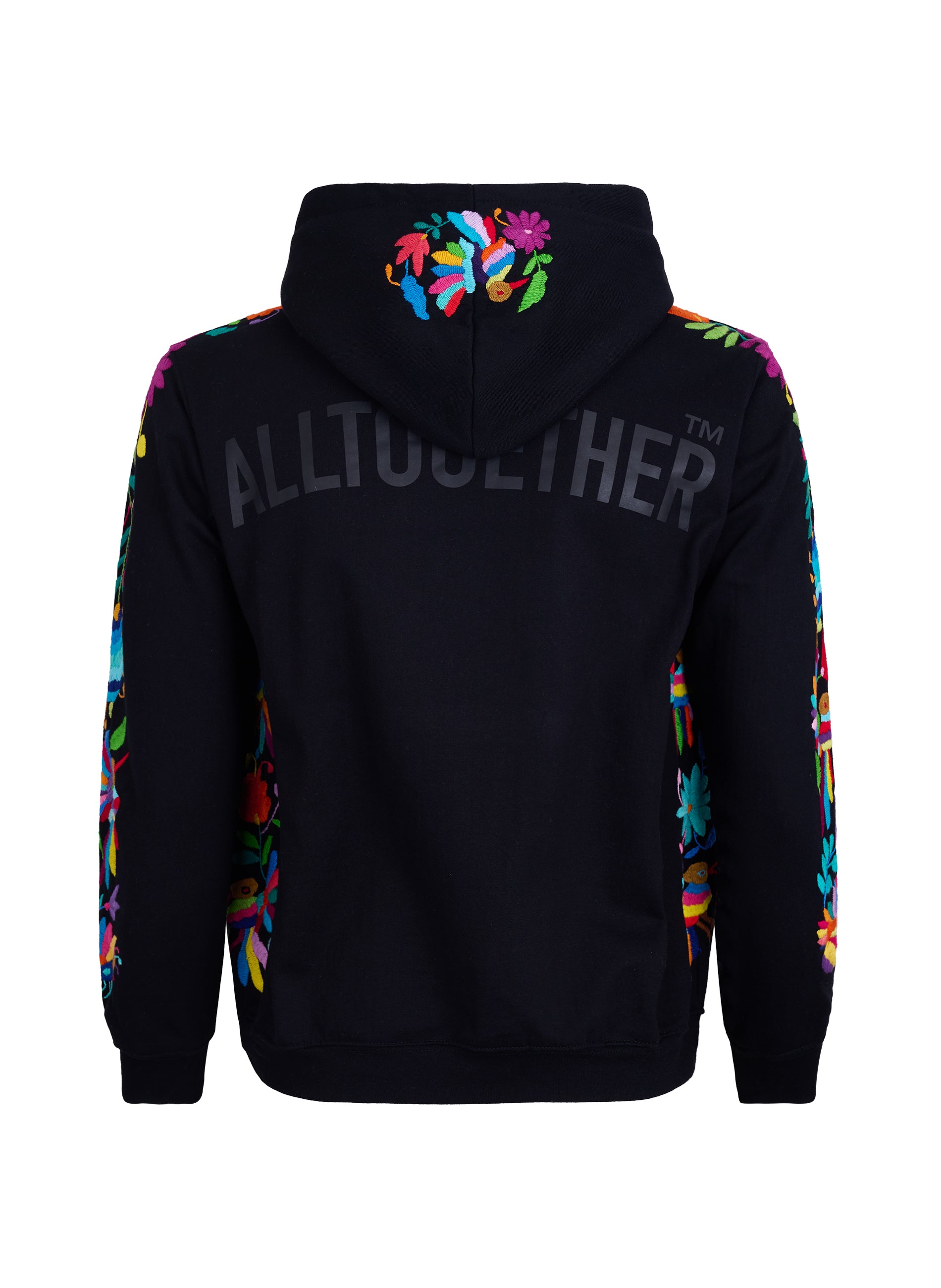 Hoodie Negra Bordado Multicolor