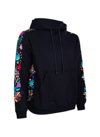 Hoodie Negra Bordado Multicolor