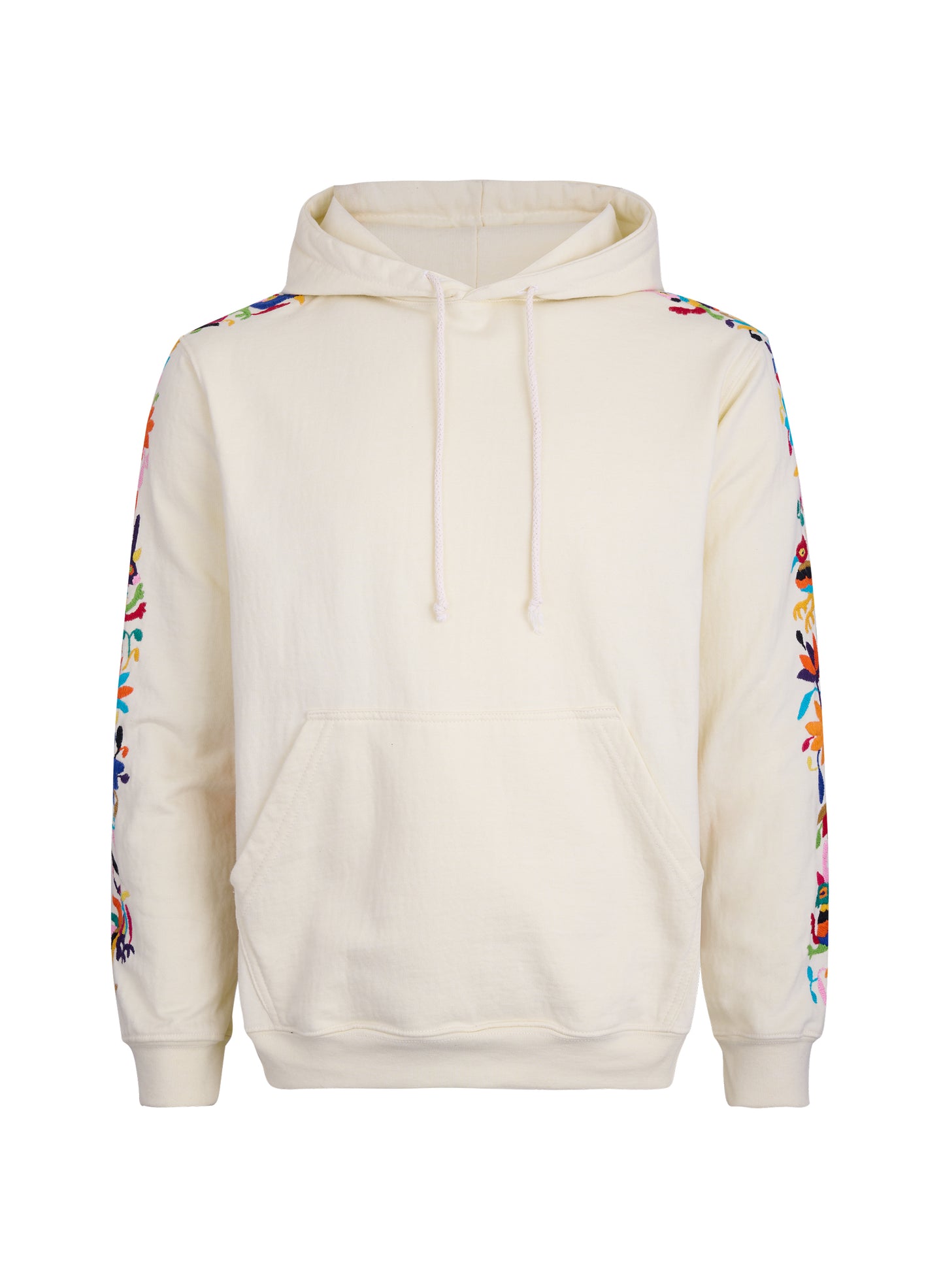 Hoodie Blanco Hueso Bordado Multicolor