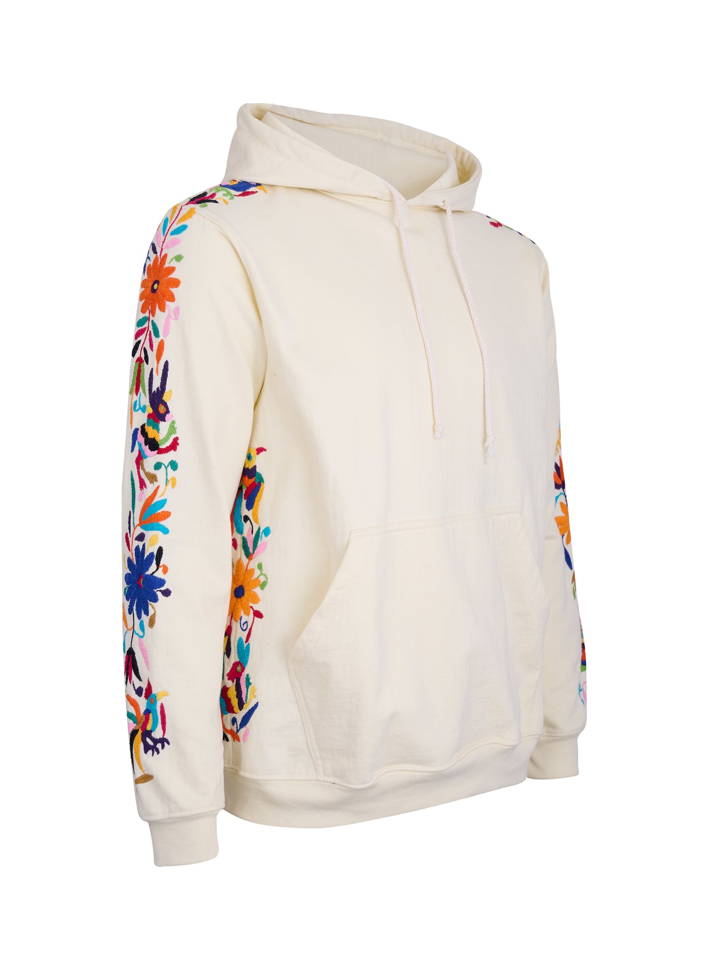 Hoodie Blanco Hueso Bordado Multicolor